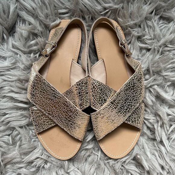 J. Crew Crewcuts metallic criss cross sandals girl’s shoe size 5 - Picture 2 of 5